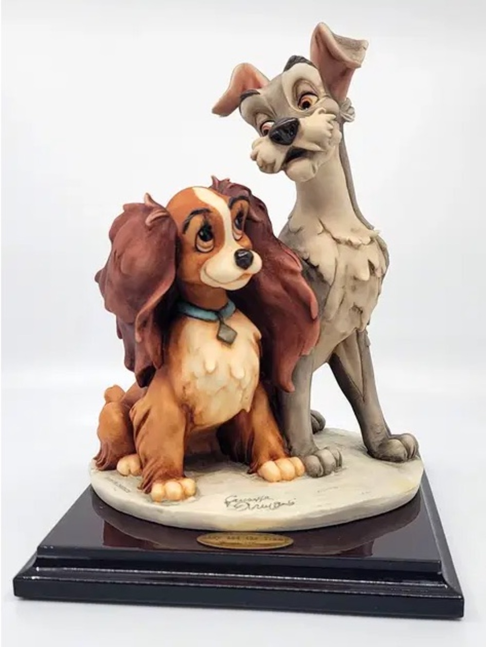 Disney Lady and Tramp Figurine – Brown, Tan & Gray Sculpture GIUSEPPE ARMANI - Picture 1 of 11